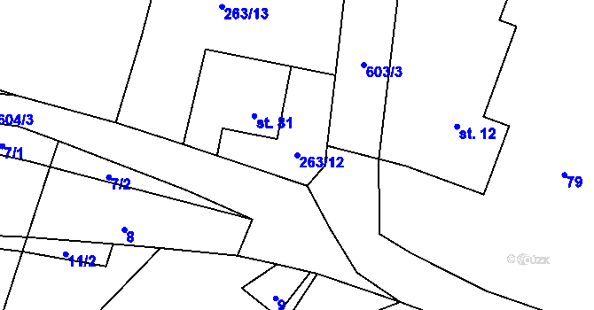 Parcela st. 263/12 v KÚ Černousy, Katastrální mapa