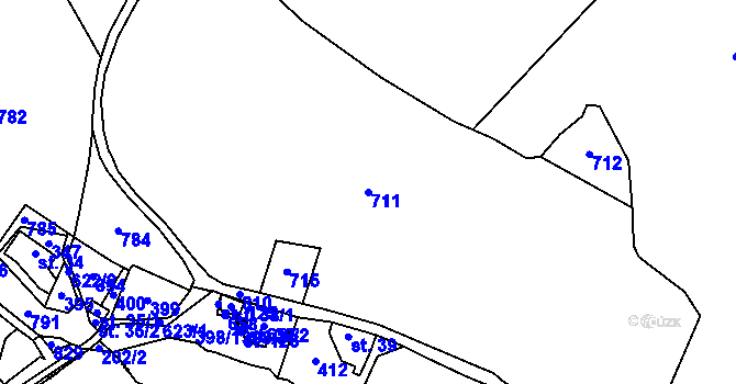 Parcela st. 711 v KÚ Černousy, Katastrální mapa