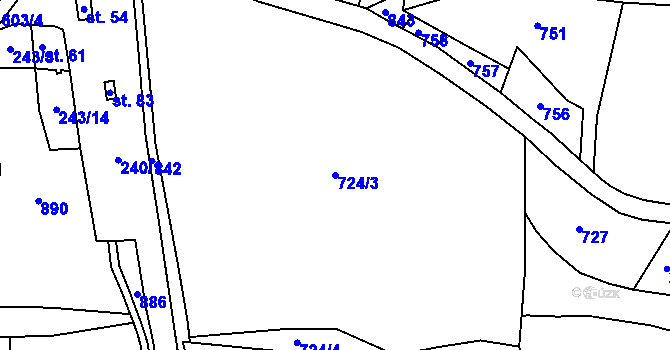 Parcela st. 724/3 v KÚ Černousy, Katastrální mapa