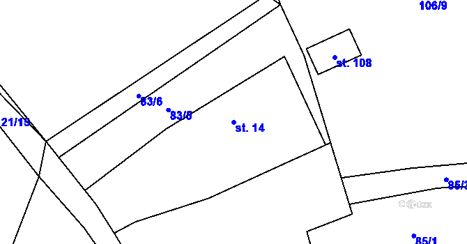 Parcela st. 14 v KÚ Černov, Katastrální mapa