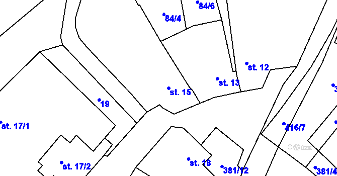Parcela st. 15 v KÚ Černov, Katastrální mapa