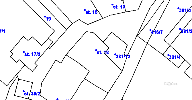 Parcela st. 18 v KÚ Černov, Katastrální mapa