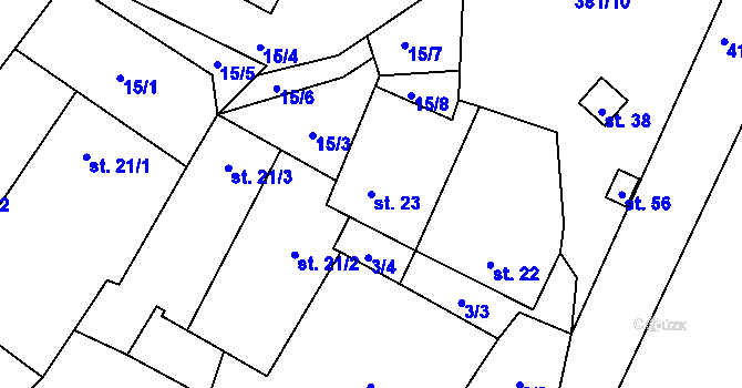 Parcela st. 23 v KÚ Černov, Katastrální mapa