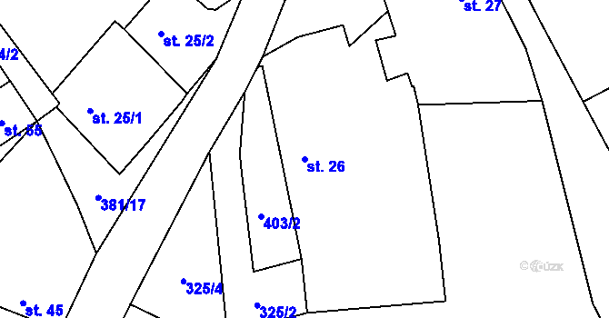Parcela st. 26 v KÚ Černov, Katastrální mapa