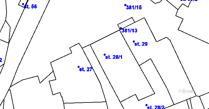 Parcela st. 28/1 v KÚ Černov, Katastrální mapa