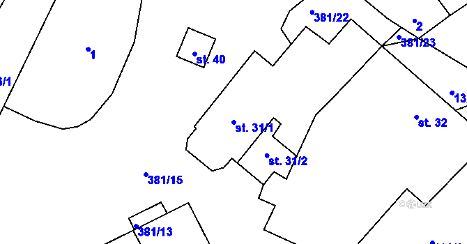 Parcela st. 31/1 v KÚ Černov, Katastrální mapa