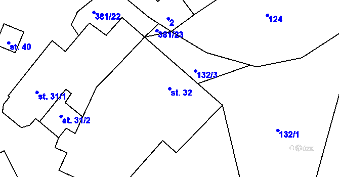 Parcela st. 32 v KÚ Černov, Katastrální mapa