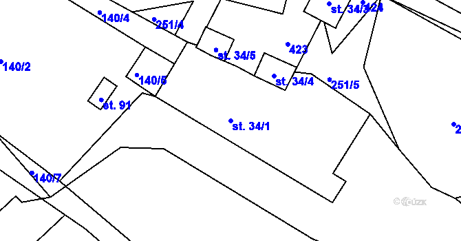 Parcela st. 34/1 v KÚ Černov, Katastrální mapa