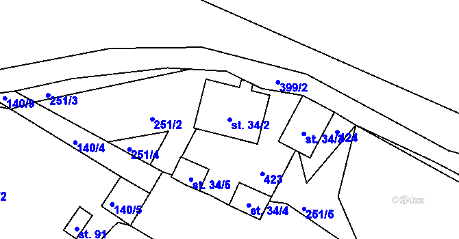 Parcela st. 34/2 v KÚ Černov, Katastrální mapa
