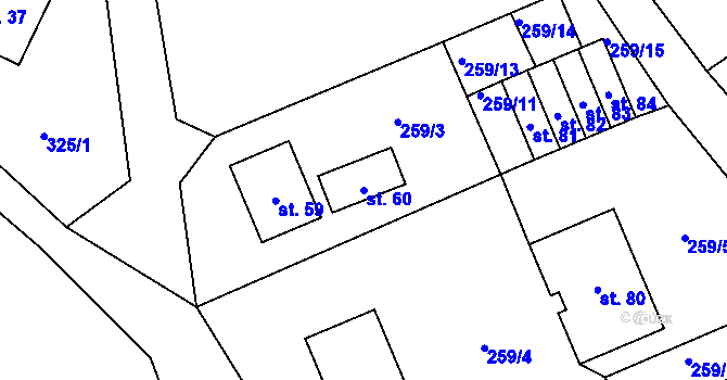 Parcela st. 60 v KÚ Černov, Katastrální mapa