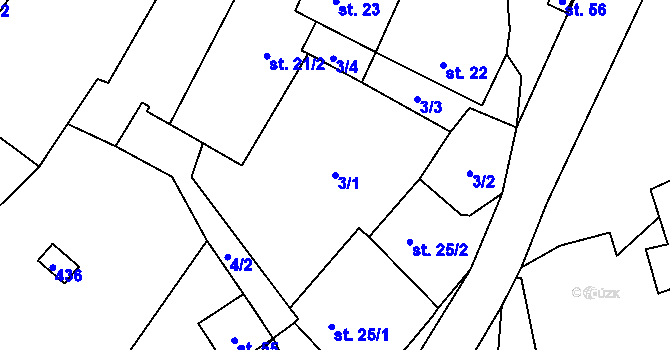 Parcela st. 3/1 v KÚ Černov, Katastrální mapa