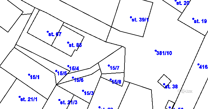 Parcela st. 15/2 v KÚ Černov, Katastrální mapa
