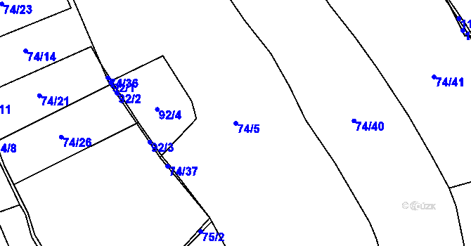 Parcela st. 74/5 v KÚ Černov, Katastrální mapa
