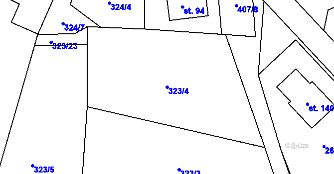 Parcela st. 323/4 v KÚ Černov, Katastrální mapa