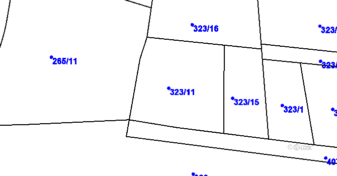 Parcela st. 323/11 v KÚ Černov, Katastrální mapa