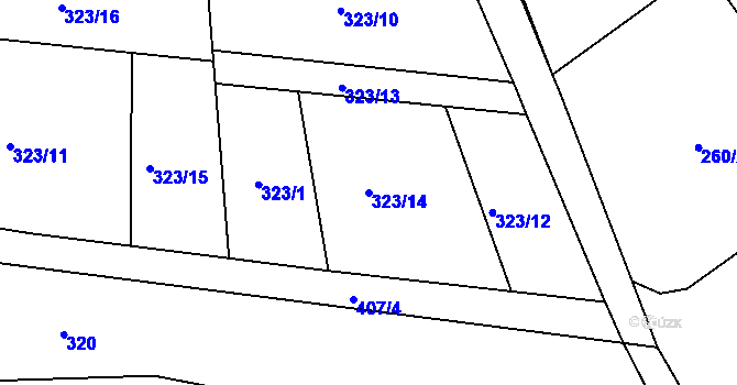 Parcela st. 323/14 v KÚ Černov, Katastrální mapa
