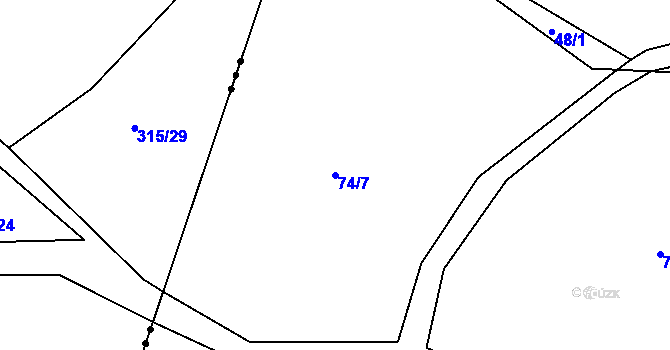 Parcela st. 74/7 v KÚ Černov, Katastrální mapa