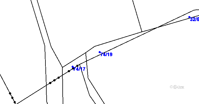 Parcela st. 74/19 v KÚ Černov, Katastrální mapa