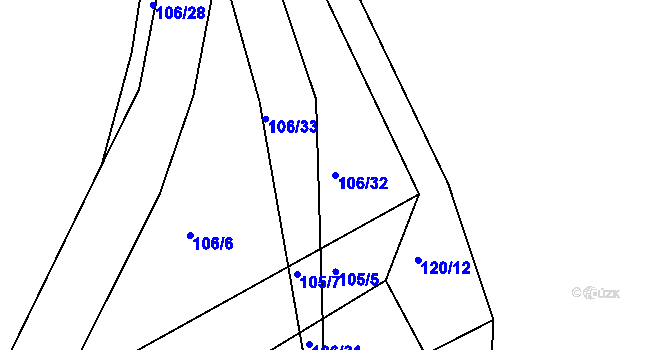 Parcela st. 106/32 v KÚ Černov, Katastrální mapa