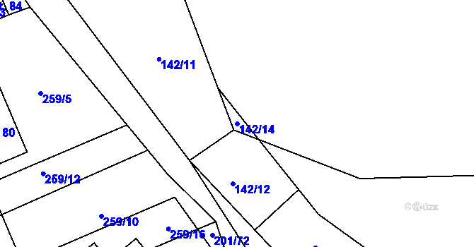 Parcela st. 142/14 v KÚ Černov, Katastrální mapa