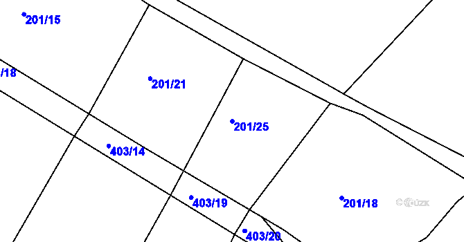 Parcela st. 201/25 v KÚ Černov, Katastrální mapa