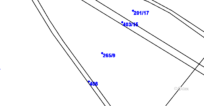Parcela st. 265/9 v KÚ Černov, Katastrální mapa