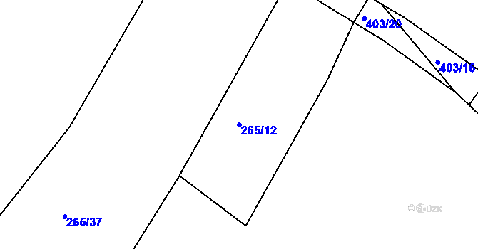 Parcela st. 265/12 v KÚ Černov, Katastrální mapa