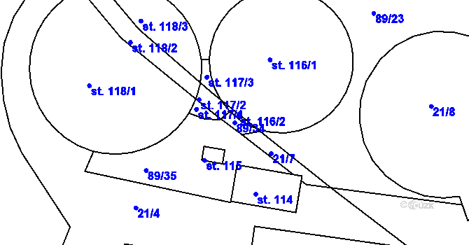 Parcela st. 89/34 v KÚ Černov, Katastrální mapa