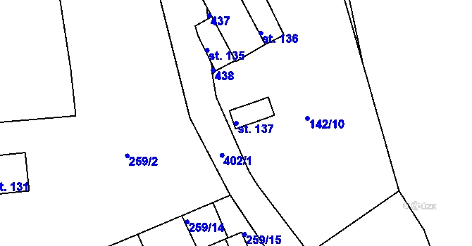 Parcela st. 137 v KÚ Černov, Katastrální mapa