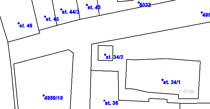 Parcela st. 34/2 v KÚ Černovice u Tábora, Katastrální mapa