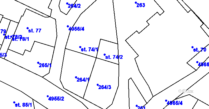 Parcela st. 74/2 v KÚ Černovice u Tábora, Katastrální mapa