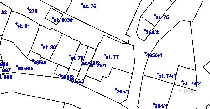 Parcela st. 77 v KÚ Černovice u Tábora, Katastrální mapa