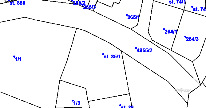 Parcela st. 85/1 v KÚ Černovice u Tábora, Katastrální mapa