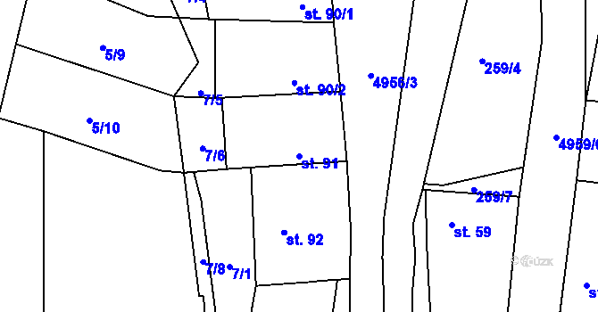 Parcela st. 91 v KÚ Černovice u Tábora, Katastrální mapa