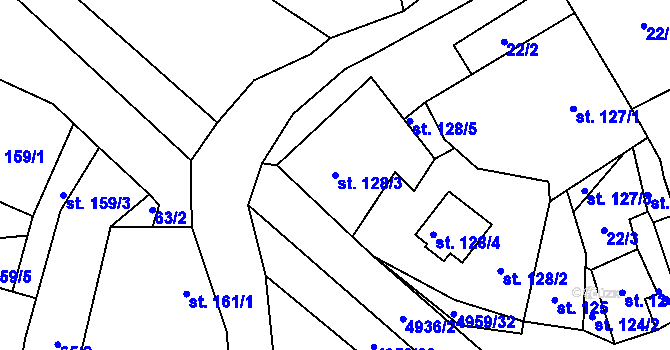 Parcela st. 128/3 v KÚ Černovice u Tábora, Katastrální mapa