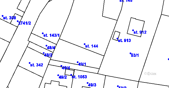 Parcela st. 144 v KÚ Černovice u Tábora, Katastrální mapa