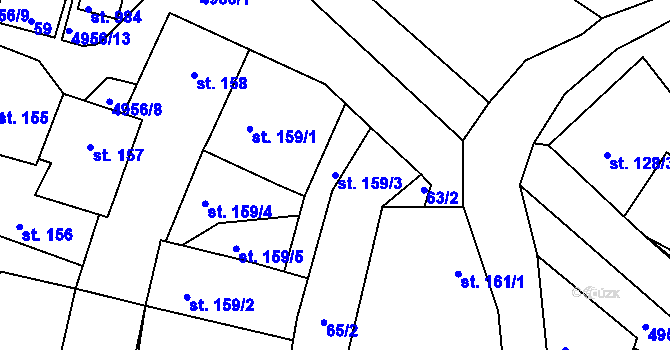 Parcela st. 159/3 v KÚ Černovice u Tábora, Katastrální mapa