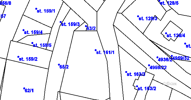 Parcela st. 161/1 v KÚ Černovice u Tábora, Katastrální mapa