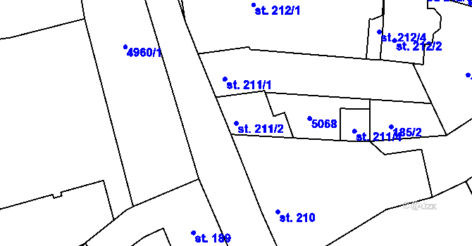 Parcela st. 211/2 v KÚ Černovice u Tábora, Katastrální mapa
