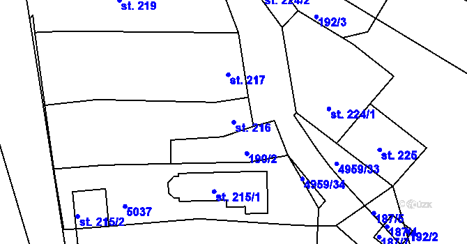 Parcela st. 216 v KÚ Černovice u Tábora, Katastrální mapa