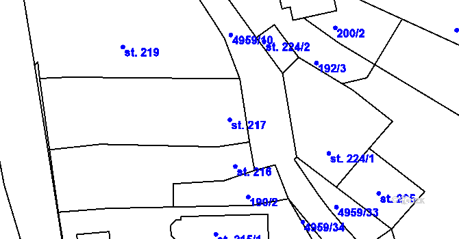 Parcela st. 217 v KÚ Černovice u Tábora, Katastrální mapa