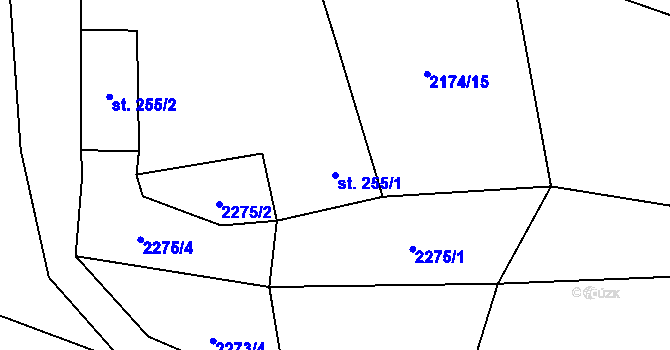 Parcela st. 255/1 v KÚ Černovice u Tábora, Katastrální mapa