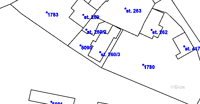 Parcela st. 260/3 v KÚ Černovice u Tábora, Katastrální mapa