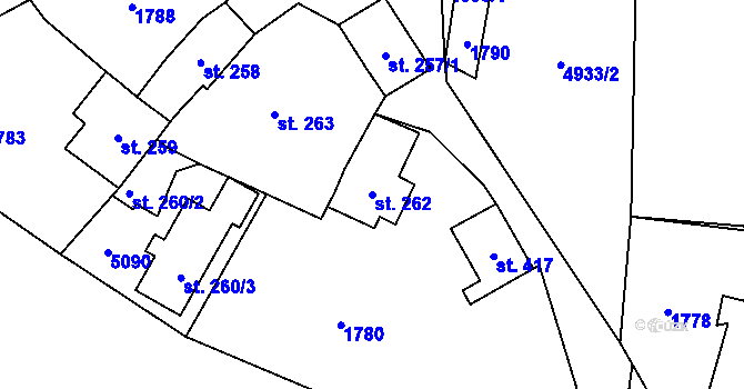 Parcela st. 262 v KÚ Černovice u Tábora, Katastrální mapa