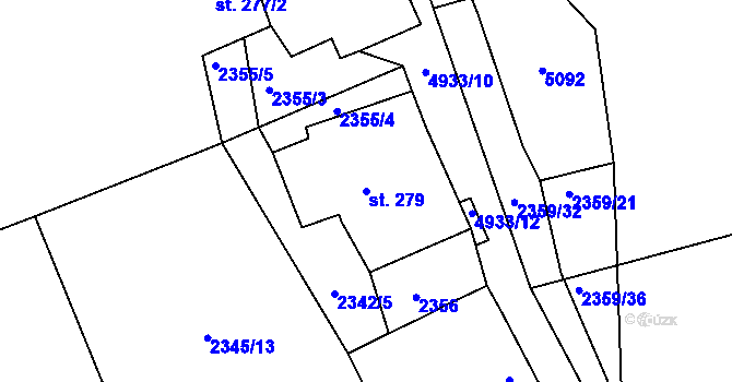 Parcela st. 279 v KÚ Černovice u Tábora, Katastrální mapa