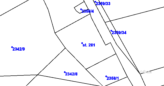 Parcela st. 281 v KÚ Černovice u Tábora, Katastrální mapa