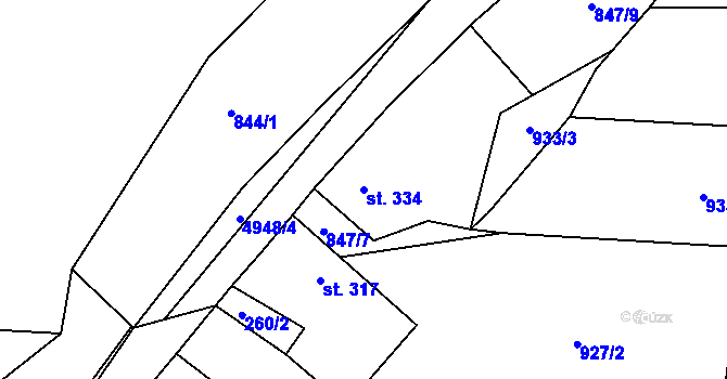 Parcela st. 334 v KÚ Černovice u Tábora, Katastrální mapa