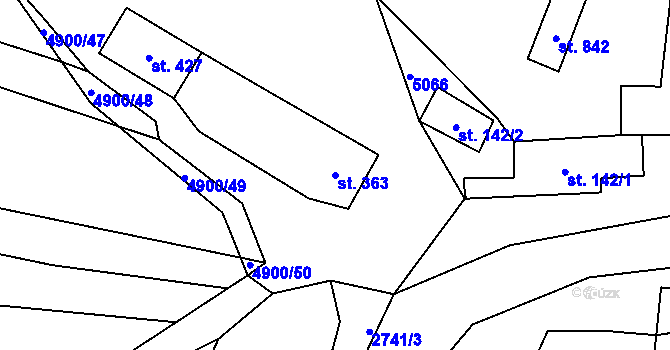 Parcela st. 363 v KÚ Černovice u Tábora, Katastrální mapa