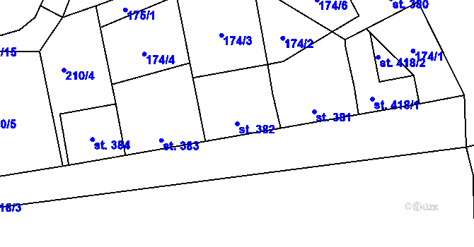 Parcela st. 382 v KÚ Černovice u Tábora, Katastrální mapa