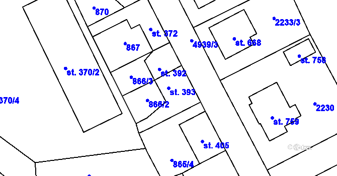 Parcela st. 393 v KÚ Černovice u Tábora, Katastrální mapa